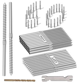 RECTOO 30 Packs 1/8 inch Right&Left Swage Lag Screws, T316 Marine Grade Stainless Steel Hardware, Wood Post Handed Thread Screws Kit for