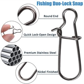 Fishing Duo-Lock Snap Stainless Steel Nice Snap Fishing Connector Quick Change Safe Lock Freshwater Saltwater Fishing Tackle Accessories #2