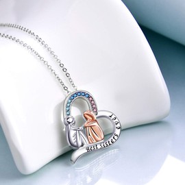 AOBOCO Sisters Gifts from Sister Sterling Silver Heart Necklace Female Friendship Jewelry Gift for My Sister Gift for Sisters Birthday Gift Christmas Holiday Gift, Crystal, crystal from austrian