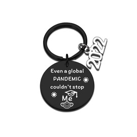 LUOKIFUR 2022 Graduation Inspirational Keychain Souvenir Stainless Steel Graduation Keyring Gift for Him / Her, black