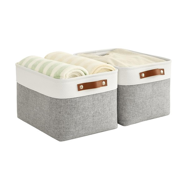 Bagnizer Foldable Storage Baskets for Shelves Closet 2PCS Fabric Small