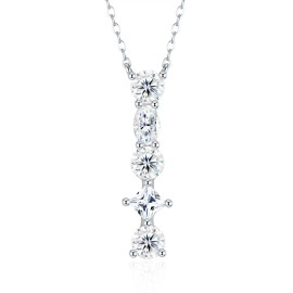 Pass Diamond Tester Letter M Multi Cut VVS Moissanite Necklace 925 Silver Platinum Plated Elegant Fine Jewelry NecklaceColor: Silver, Length: 18inches, Design: I