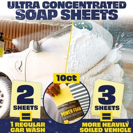 Foam King Car Wash Soap Strip (10ct = 5 Car Washes) - Concentrated Car Cleaning Soap Sheet, No Plastic Bottle - For Foam Cannons Guns, Bucket Wash. Safe for Cars, Trucks, Motorbikes - Citrus Scent