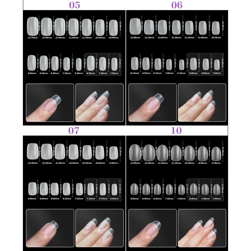 prendre PR-NAIL24C-05 Nail Tips, Clear, 300 Pieces, Matte, Transparent, 15