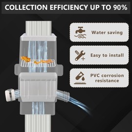 Downspout Diverter, Rain Barrel Diverter Kit-Rainwater Collection System Fits 2x3 or 3x4 Inch Downspout with Filtration and PVC Spigot, White