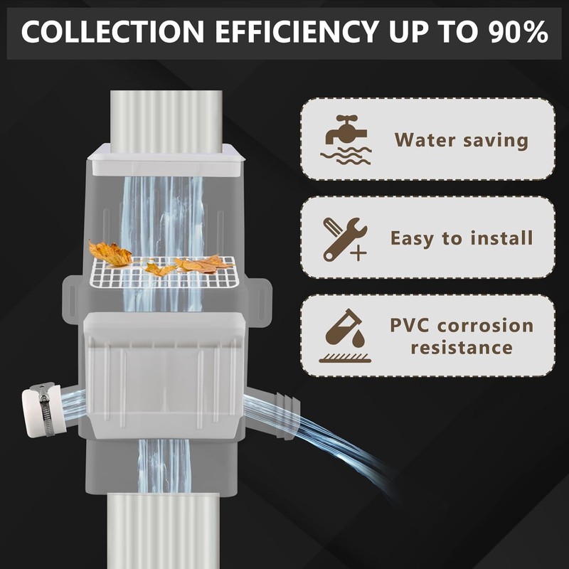 Downspout Diverter, Rain Barrel Diverter Kit-Rainwater Collection System Fits 2x3