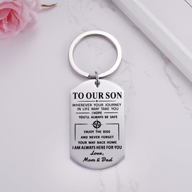To My Son Keychain Graduation Gift for Son from Mom Dad To Son Men Jewelry Love from Father Mother To Boys for Birthday Military Xmas