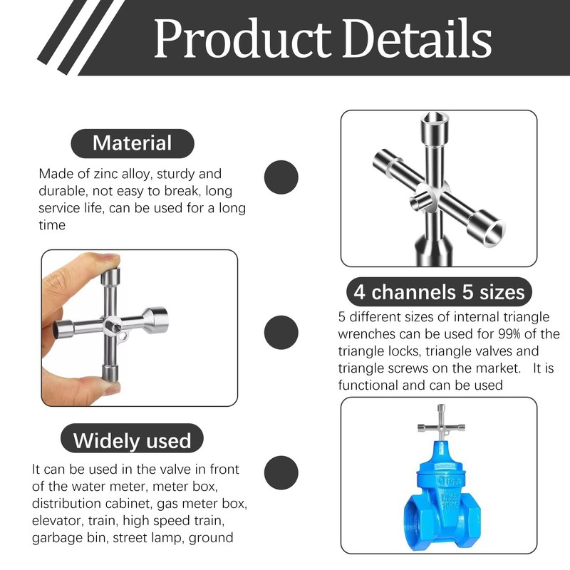 DmDoyy Triangular Key, Universal Control Cabinet Key, 5 Size Inner