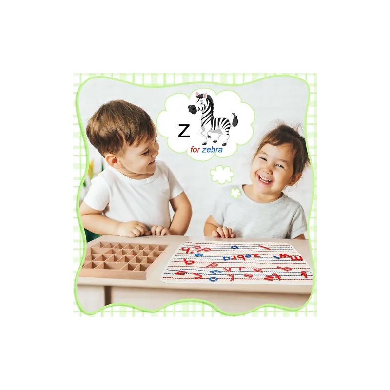 Montessori Letras Móvil Alfabeto De Madera Con Caja Y Estera