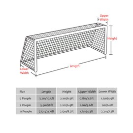 CHICIRIS Soccer Net Replacement, 2.8mm Thickened Cord, Soccer Goal Net, 10 X 7Ft / 18 X 7Ft / 24 X 8Ft Sports Net, Football Accessories, Soccer Backstop Net, for Football Feild (7v7 Goal)