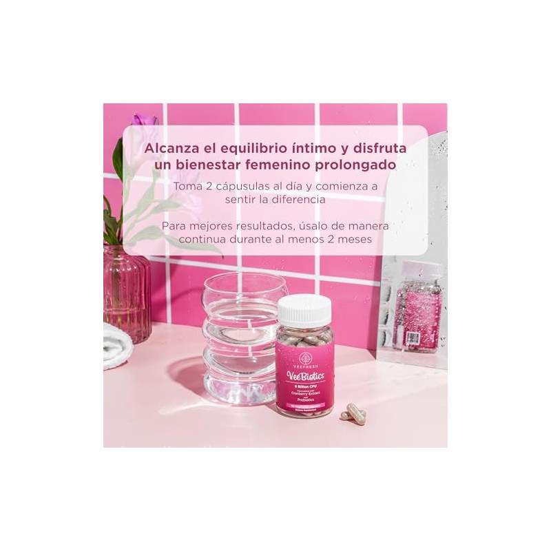 VeeFresh VeeBiotics, probioticos mujer con extracto de arándano para equilibrio