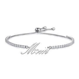 Kraven Silver Plated Mum Bracelet Created with Zircondia Crystals, Tennis Bracelet for Women Teen Girls Birthday Christmas Valentines Day Graduation Gifts for Women Girls (MUM-2)