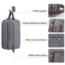 TOUPONS Men Travel Toiletry Organizer Bag Water-resistant Shaving Dopp Kit Bathroom Bag Grey