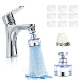 Water Filter Tap Water Filter Drinking Water Tap Filter with 9 Pieces PP Cotton Filter Element and Connector 360° Rotating Tap Attachment Tap Filter for Bathroom Kitchen