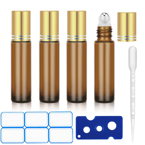 DTDNZKN 4 Pack of 0.34 Oz (10ml) Essential Oil Roller