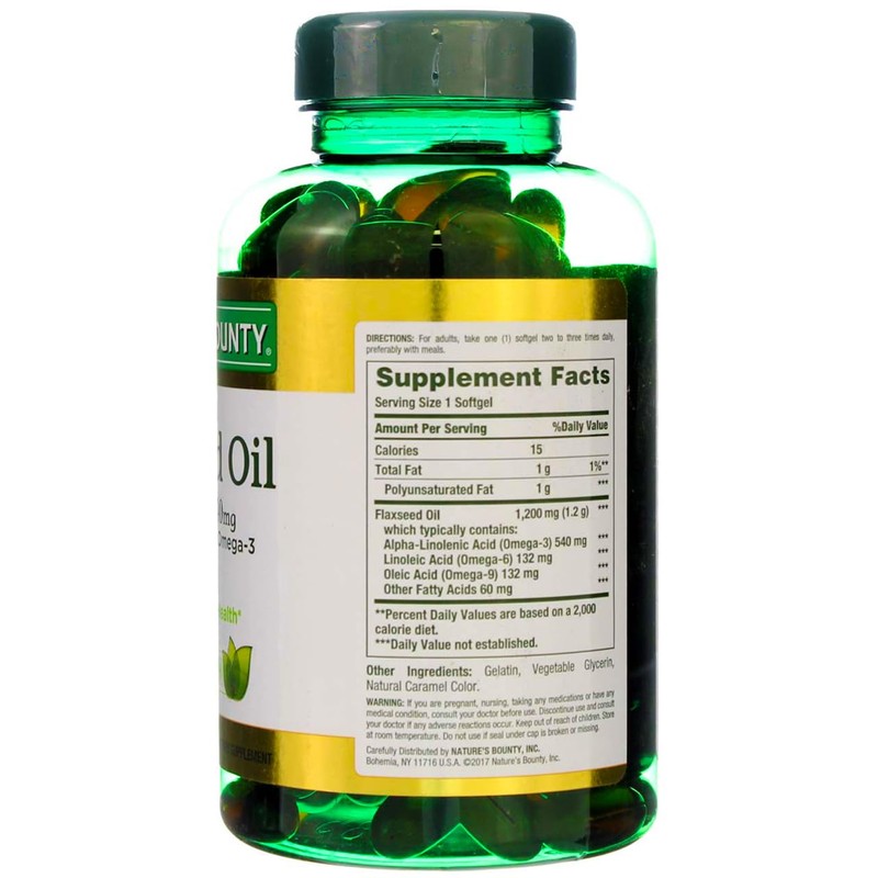 Nature's Bounty Flaxseed Oil 1200 mg, 125 Rapid Release Softgels