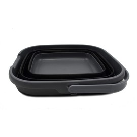SAMMART 10L (2.6 gallon) Collapsible Rectangular Handy Basket/Bucket (Grey/Black, 1)