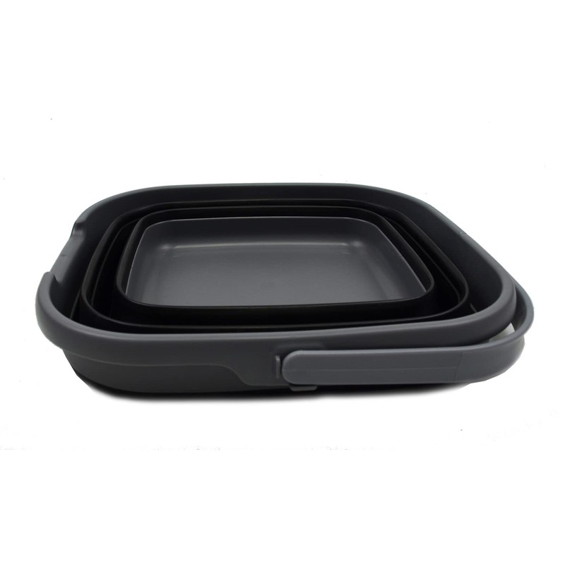 SAMMART 10L (2.6 gallon) Collapsible Rectangular Handy Basket/Bucket (Grey/Black, 1)