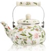 OLYTARU Enamel Teapot floral,Large Porcelain Enameled Teakettle,Colorful Water Tea Kettle