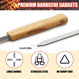 AGIgear Heavy-Duty Stainless Steel BBQ Skewers with Wooden Handle,Reusable 17” Metal Skewers for Grilling, Rust-Proof & Dishwasher-Safe, Perfect for Meat, Seafood, Kebabs,Vegetables