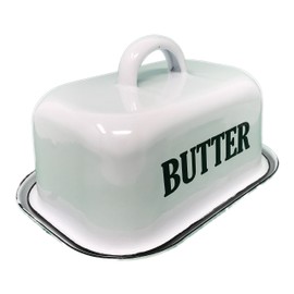 Your Heart's Delight White Enamelware Butter Dish, Multicolor
