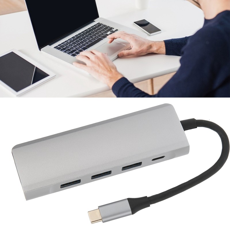 USB C Splitter Silver 5Gbps Speed Heat Dissipation Function Smart