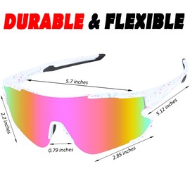 ITSCOOL Polarized Sports Sunglasses for Men Women Lightweight Softball Baseball Pickleball Cycling Glasses UV Protection White Pink