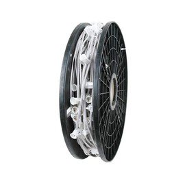 Novelty Lights 250 Foot C9 Christmas Stringer Bulk Reel, White Wire, 12" Spacing, Intermediate Base (C9/E17), SPT-1 8 AMP Wire