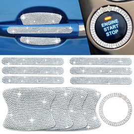 Yeapop 11 Pcs Rhinestone Bling Car Door Handle Stickers, Bling Car Accessories Crystal Glitter Door Handle Protector Stickers, Scratch Protective Reflective Auto Stickers for Woman & Girls
