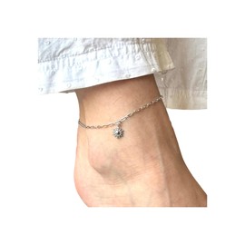 Silver Charm Anklet in Waterproof, Anti Tarnish Stainless Steel, Waterproof Anklet, Handmade in the UK (Sun)