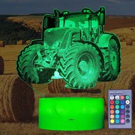 POSSHE Tractor Gifts, Cool Night Light, 3D Illusion Night Light, 16 Colors Changing, Remote Control with Timer, Kids Room Decoration Gifts for Holiday Birthday Christmas