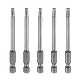QUARKZMAN 5 Stück TT20 Torx Bit Set Schraubendreher Bit 3,15" (80mm) Lang 1/4" Magnetisch Hex Sechskant Sechskantschaft S2 Stahl Lochspitze Bitsatz für Akkuschrauber Torx Schrauben