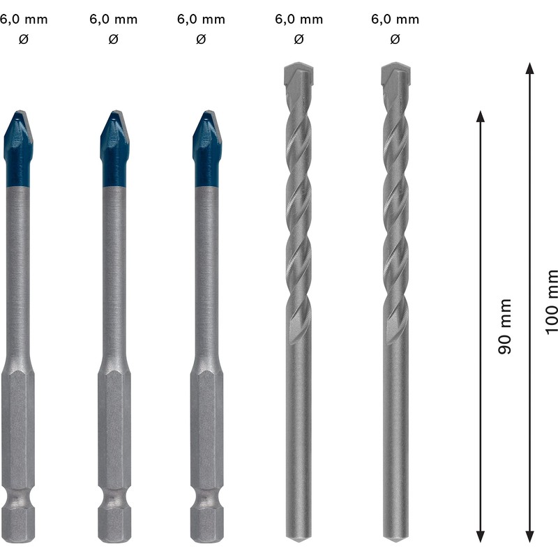 Bosch Professional Expert HEX-9 HardCeramic 5-Piece Drill Bit Set &