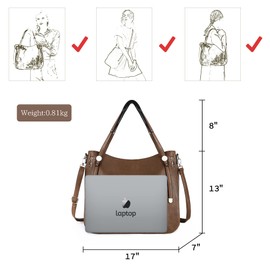 HuxFam Purse Handbag for Women Hobo Bag Vegan Leather Large Travel Crossbody Soulder Bag Duffel Pack with Adjustable Straps