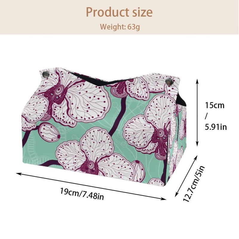 2 Pack Tissue Box Cover Holder, Butterflys Print Rectangle Leather