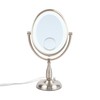 JERDON LED Lighted Tabletop Nickel Finish Makeup Mirror – 10X-1X