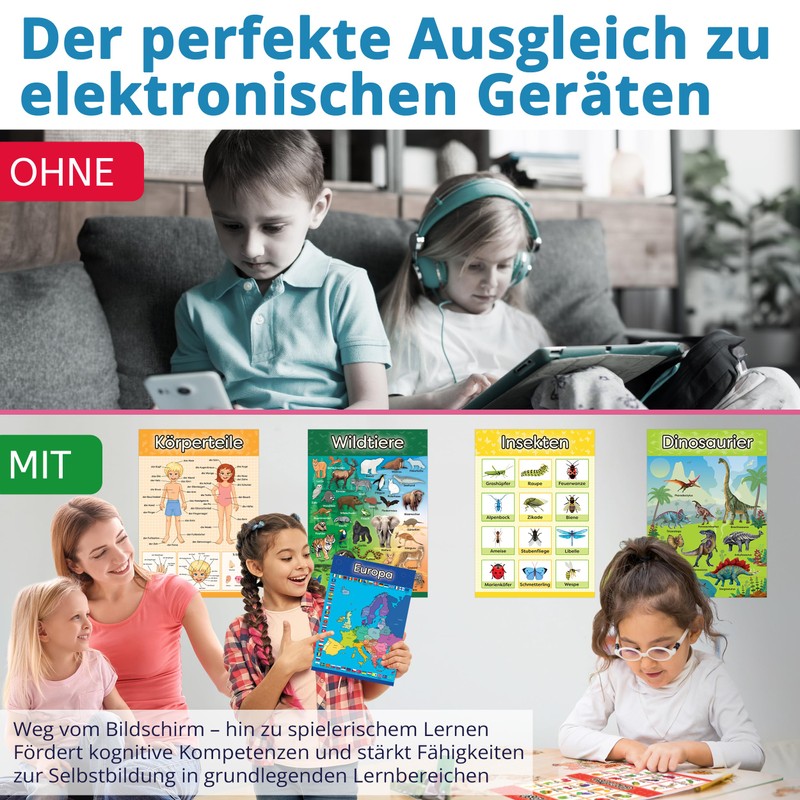 LOGIJO® 12 x Educational Montessori Learning Posters - Set A4