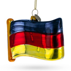 Waving Flag of Germany Blown Glass Christmas Ornament