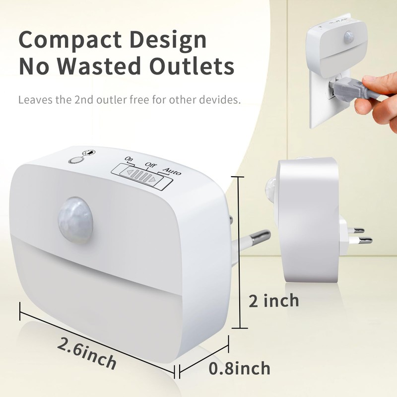 Night Light Socket with Motion Sensor Indoor - [Pack of