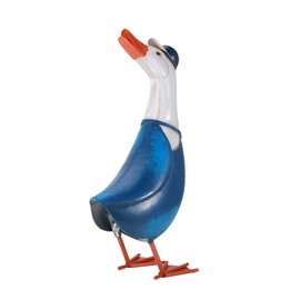 Mloarts 14" Metal Goose Garden Statue for Yard and Garden, Blue Retro Duck Statues for Outside, Cartoon Duck Decor, Yard Statues Outdoor Goose Decor as Duck Gifts Easy to Assemble