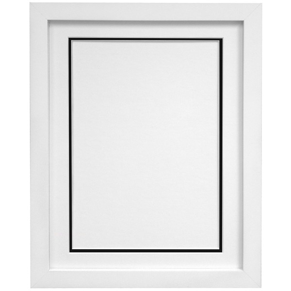 FRAMES BY POST H7 White Picture Photo Frame With White and Black Double Mount 6"x4" for Pic Size 4"x3"