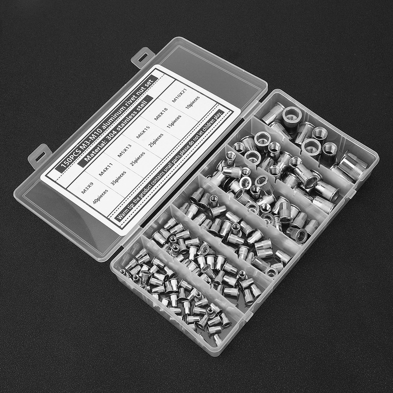 150Pcs M3-M10 Rivet Nut 304 Stainless Steel for Fastening Piece