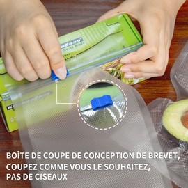 KitchenBoss 4 Rolls 15cm x 5m & 20cm x 5m Total 20m Food Vacuum Rolls with 2 Cutting Boxes (No More Scissors) BPA Free Vacuum Sealer Bags for Vacuum Sealer
