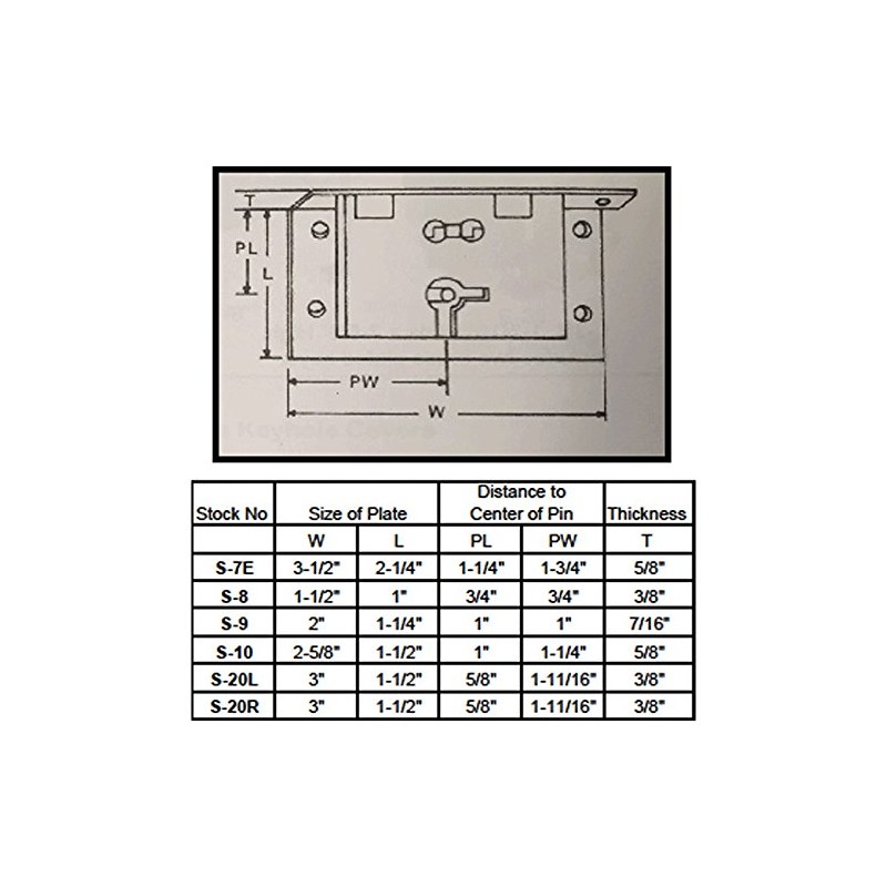 Small Half Mortise Steel Lock for Chest or Box Lid