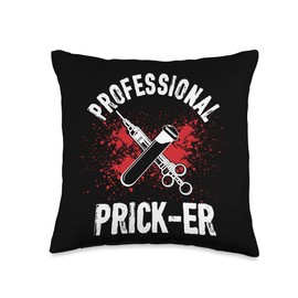 Doctor Hospital Blood Lab Venipuncture Vein Gift Professional Phlebotomist Syringe Medical Nurse Phlebotomy Throw Pillow, 16x16, Multicolor