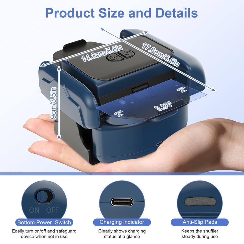 BEE&FLOWER Card Shuffler 2600mAh Rechargeable Auto-Stop Automatic Card Shuffler Low