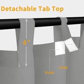 Easy-Going Outdoor Patio Curtains Detachable Tab Top Windproof Weatherproof Curtain for Cabana, Porch, Pergola and Gazebo, Tab Bottom Drape, 2 Panels, 54W x 84L inch, Light Grey