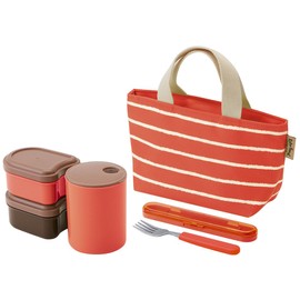 スケーター (skater) ポット付 ランチボックス フォーク ランチバッグ 弁当箱 585ml オレンジレッド レトロフレンチ KPL6