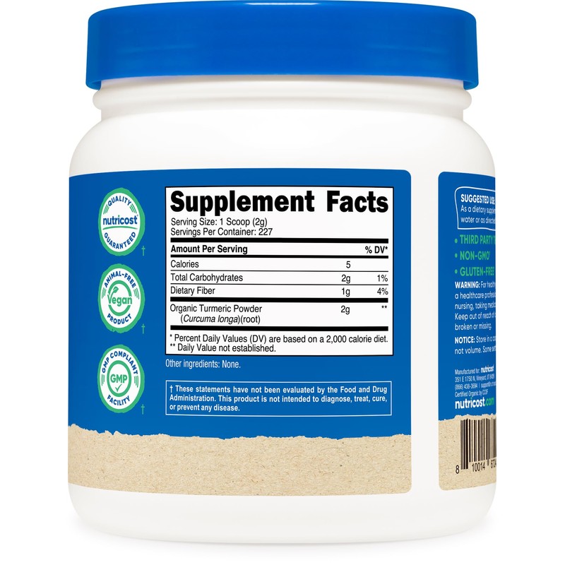 Nutricost Nutricost Organic Turmeric Root Powder 1 LB (16oz) -