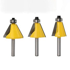 Bevel Cutter Set 1/2" Shank Bevel Woodworking Corner Round Cutter Tools (30 Degrees & 15 Degrees & 22.5 Degrees)